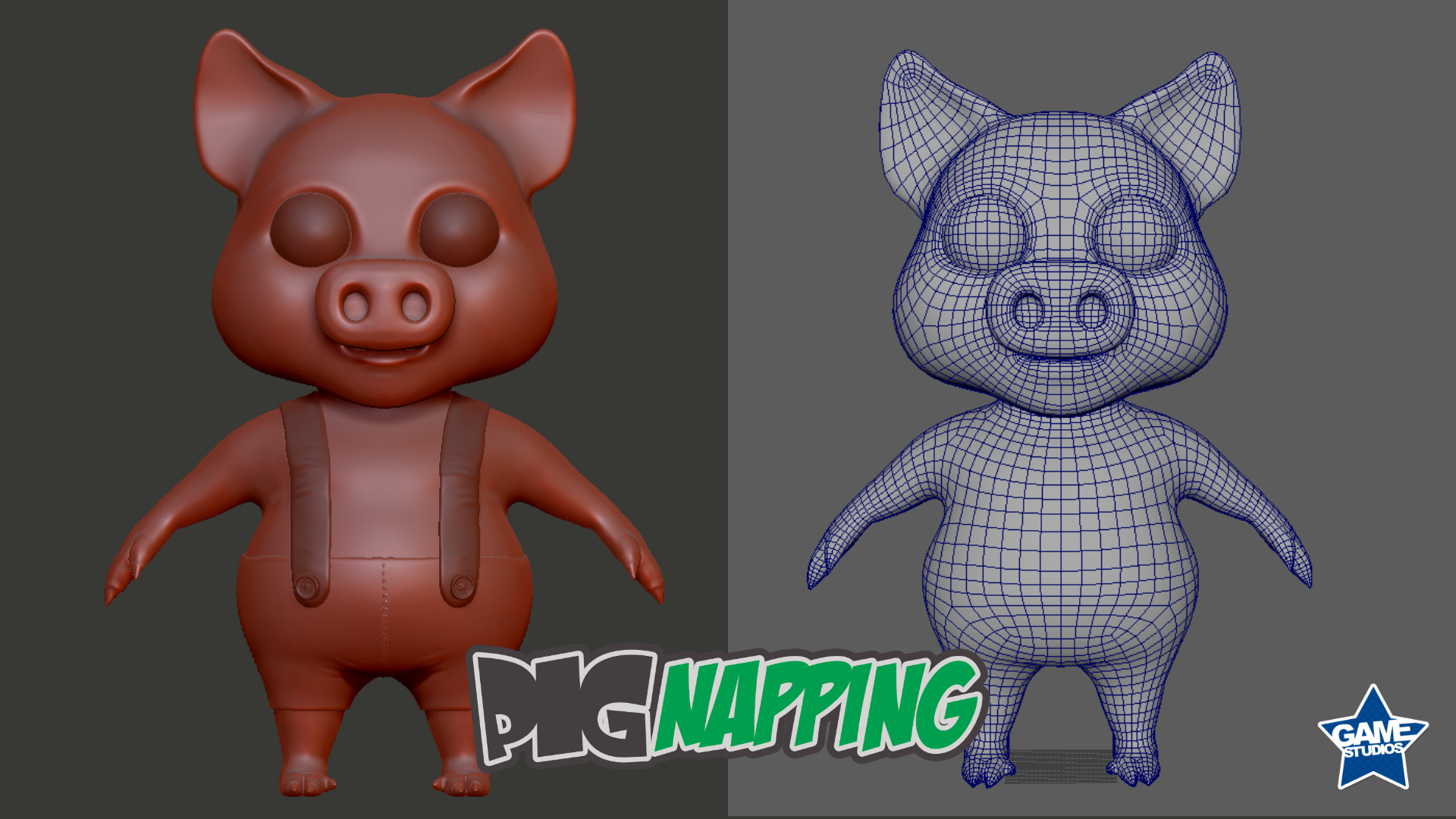 3d Wireframe - Pig 3d Character - PigNapping