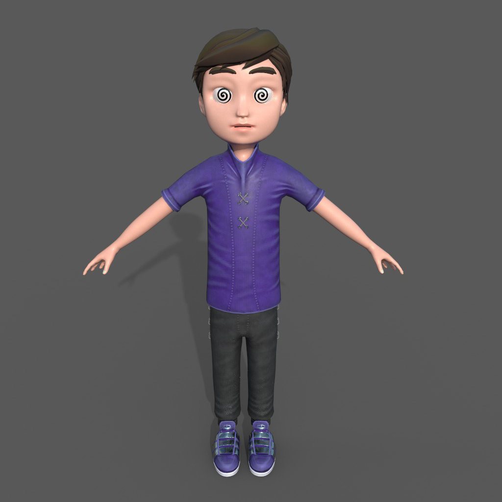 3d Boy Character hypnotized Front