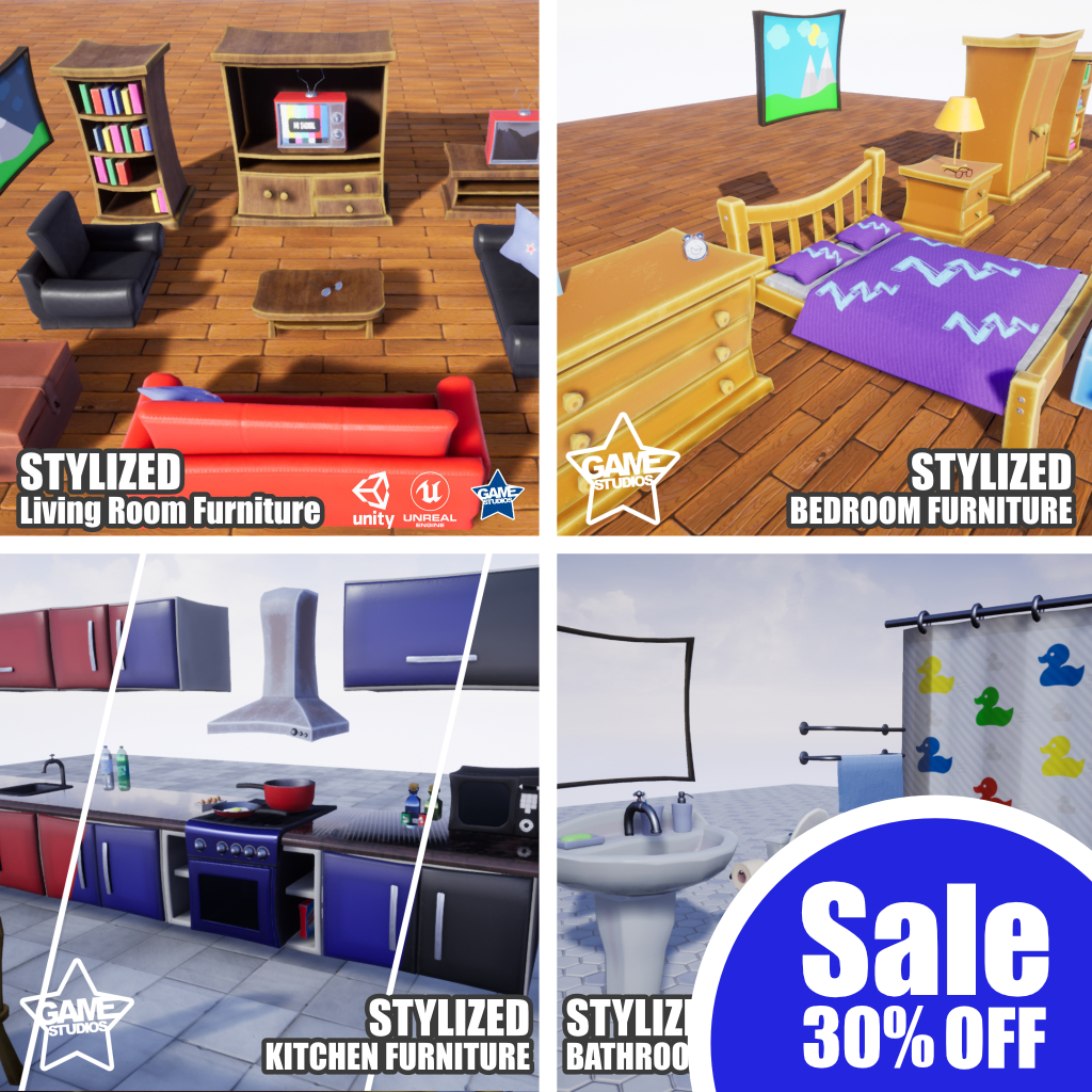 Stylized Furniture Packs on Unreal Marketplace Store on Sale! Save 30% from now through March 30.