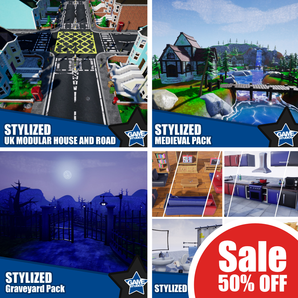 Stylized Modular Packs on Unreal Marketplace Store on Sale! Save 50% from now through January 11.