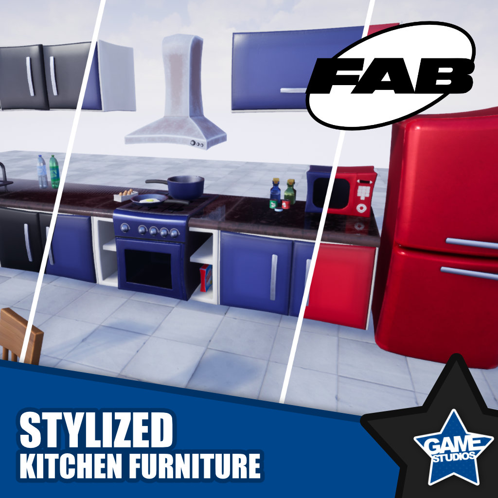 Exciting New Asset Pack Launch: Stylized Kitchen Furniture Now Available on FAB.com Asset Store